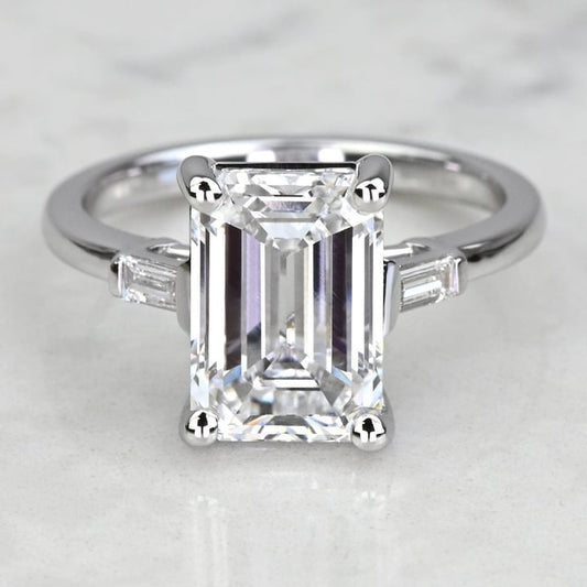 4.80 Carat Emerald Cut Three-Stone Diamond Engagement Ring