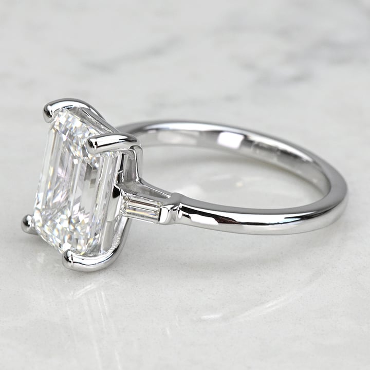 4.80 Carat Emerald Cut Three-Stone Diamond Engagement Ring