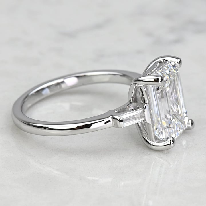 4.80 Carat Emerald Cut Three-Stone Diamond Engagement Ring