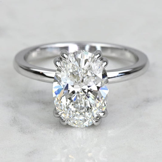 2.5 Carat Oval Engagement Ring with Hidden Halo