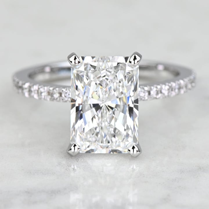 3 Carat Lab Grown Radiant Diamond Petite Pave Engagement Ring