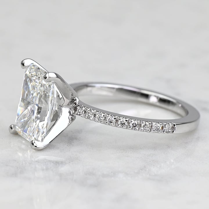 3 Carat Lab Grown Radiant Diamond Petite Pave Engagement Ring