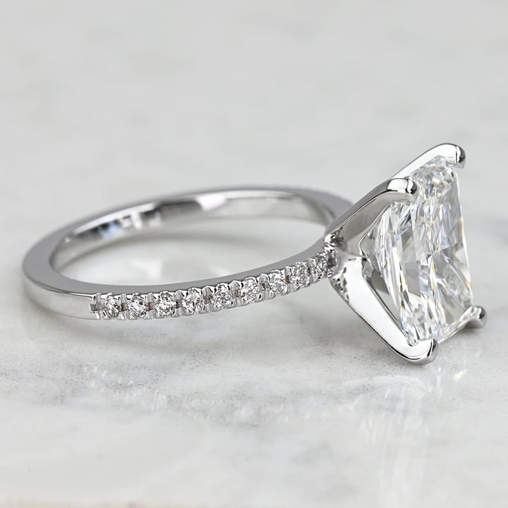 3 Carat Lab Grown Radiant Diamond Petite Pave Engagement Ring